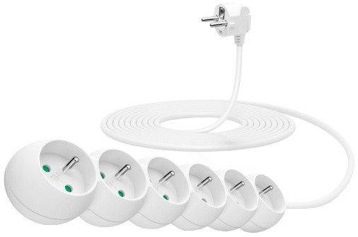 CI-1312 Prodlužovací kabel 230 V, 6 zásuvek, 5 m, bez vypínače - bílý